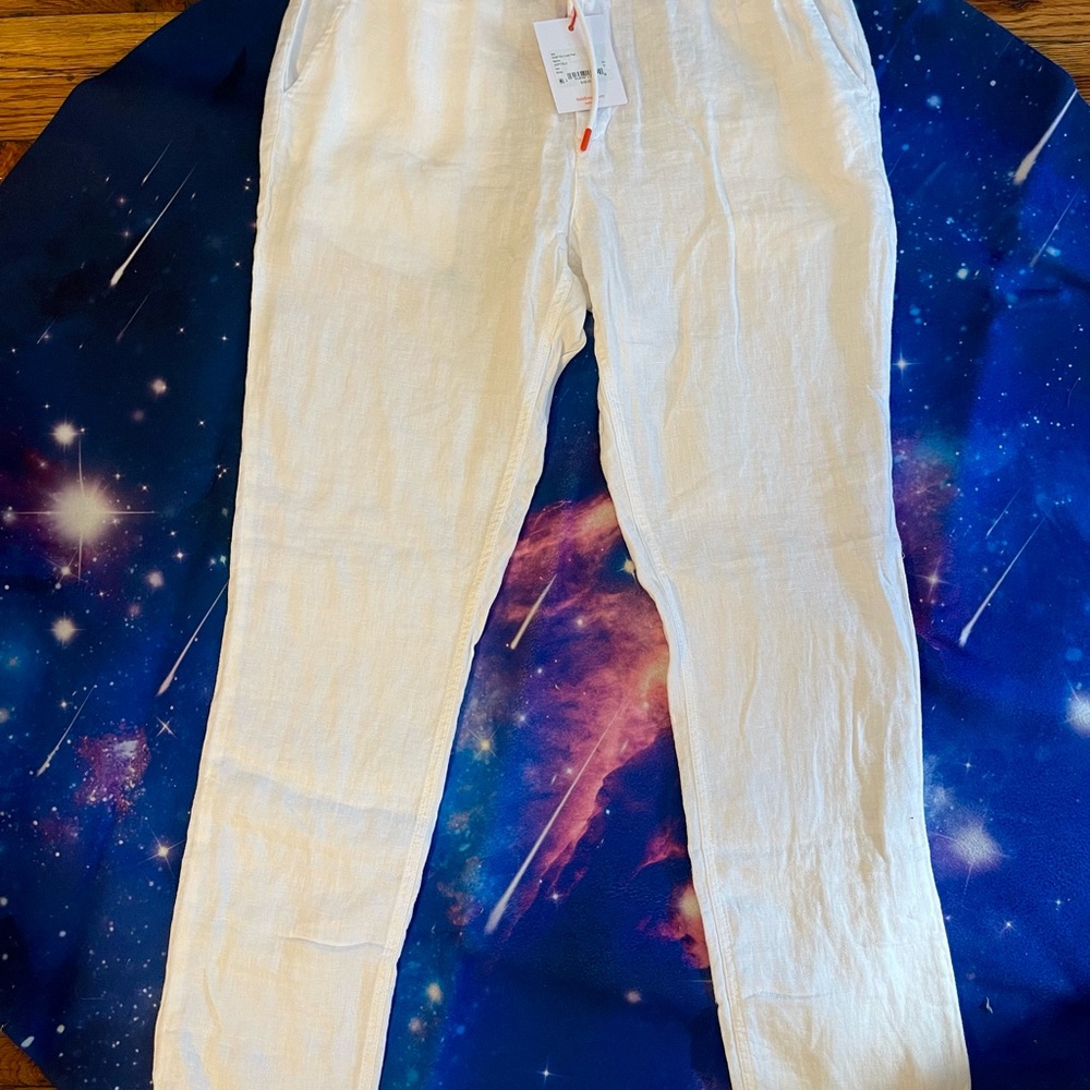 White Linen drawstring Pants by Swims